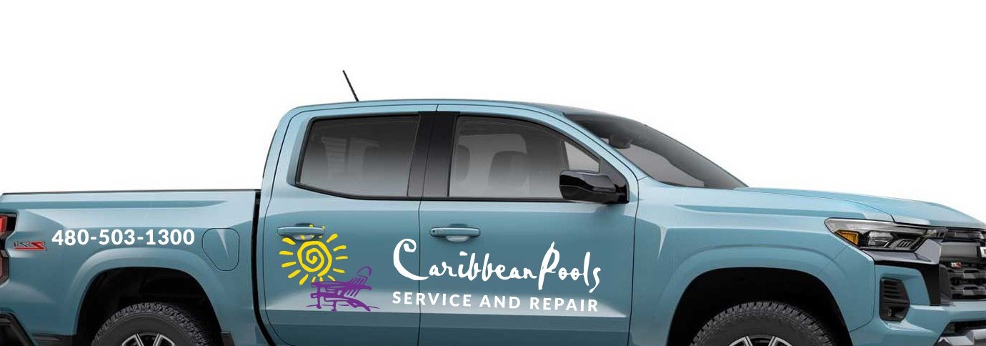 Caribbean Pool Service truck — service and repair for any pool in Phoenix AZ